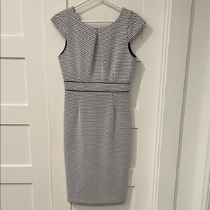ABS Allen Schwartz Monochrome Polka Dot Midi Dress